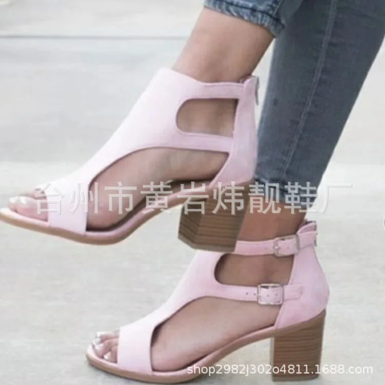 Женские босоножки на высоком каблуке из искусственной кожи с пряжкой ремешке