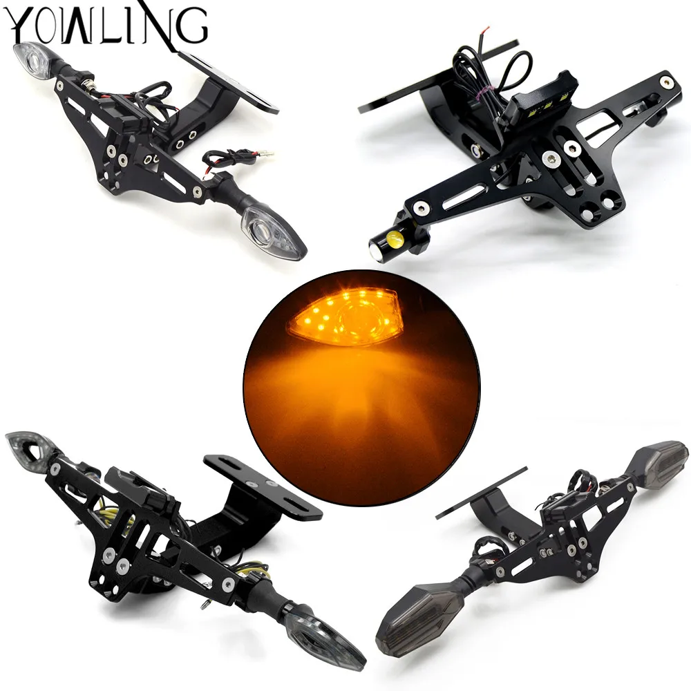 

For YAMAHA FZ8 FZ 8 2011-2015 Motorcycle Accessories License Plate Holder Rear Registeration Plate Mount LED Light GSR600 GSR750