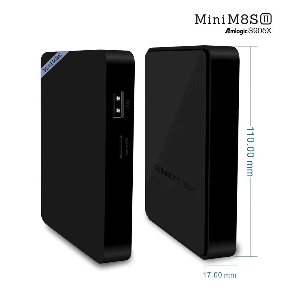 Мини M8S II 4 К ТВ Box Amlogic S905X ядра 64Bit Android 6.0 VP9 H.265 декодирования media player 1/ 2 ГБ