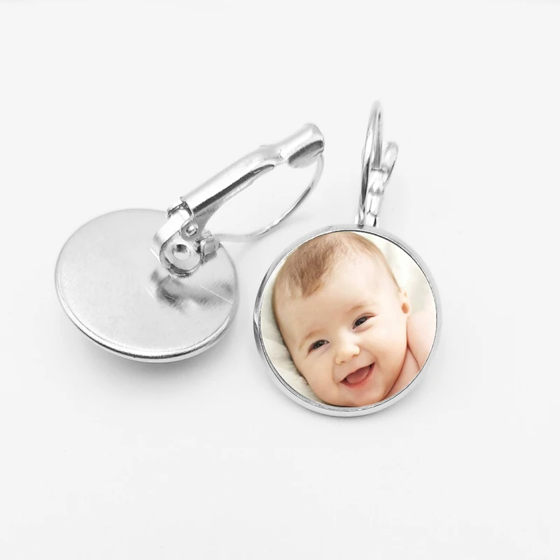 Ручной работы личность фото Семья серьги с фотографией для папы мамы и ребенка