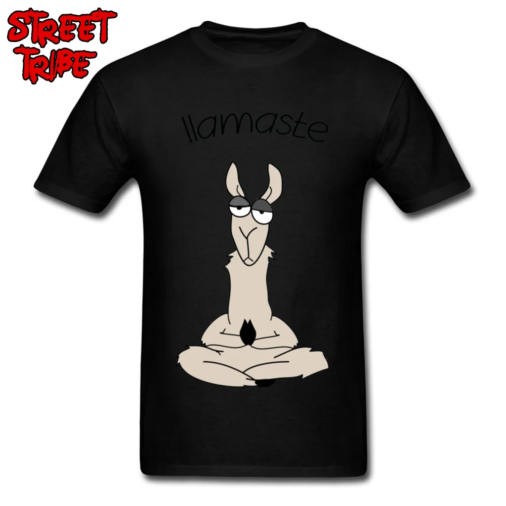 Llamaste Llama футболка Веселая Мужская футболка женская футболка с рисунком Намасте на заказ из хлопка высокого качества белые топы интересные футболки - Цвет: Black
