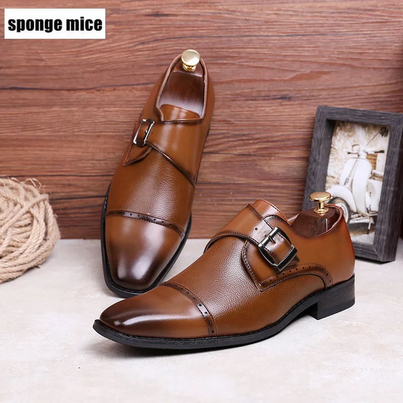 Новинка Мужская обувь модельные туфли в деловом стиле мужские с пряжкой