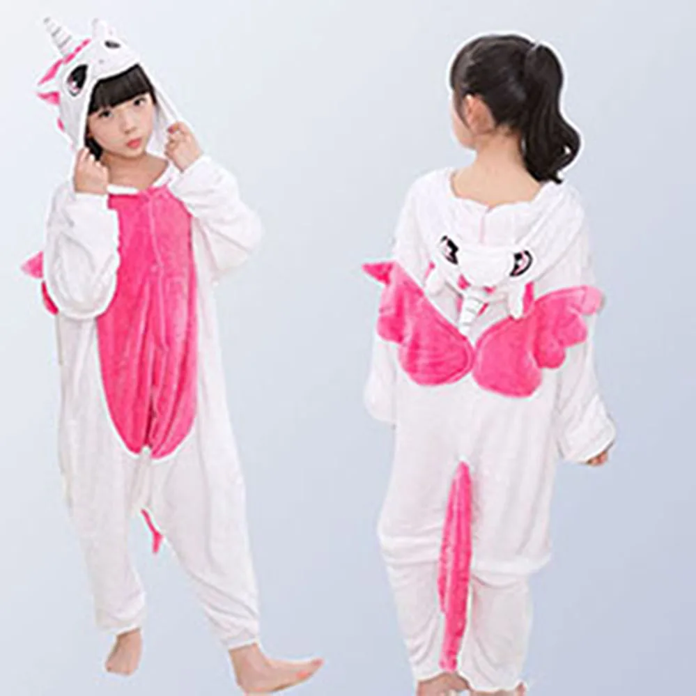 Baby Boys Girls Pajamas Autumn Winter Children Flannel Warm animal penguin Stitch panda Onesie Sleepwear for 3 5 7 9 12Y |