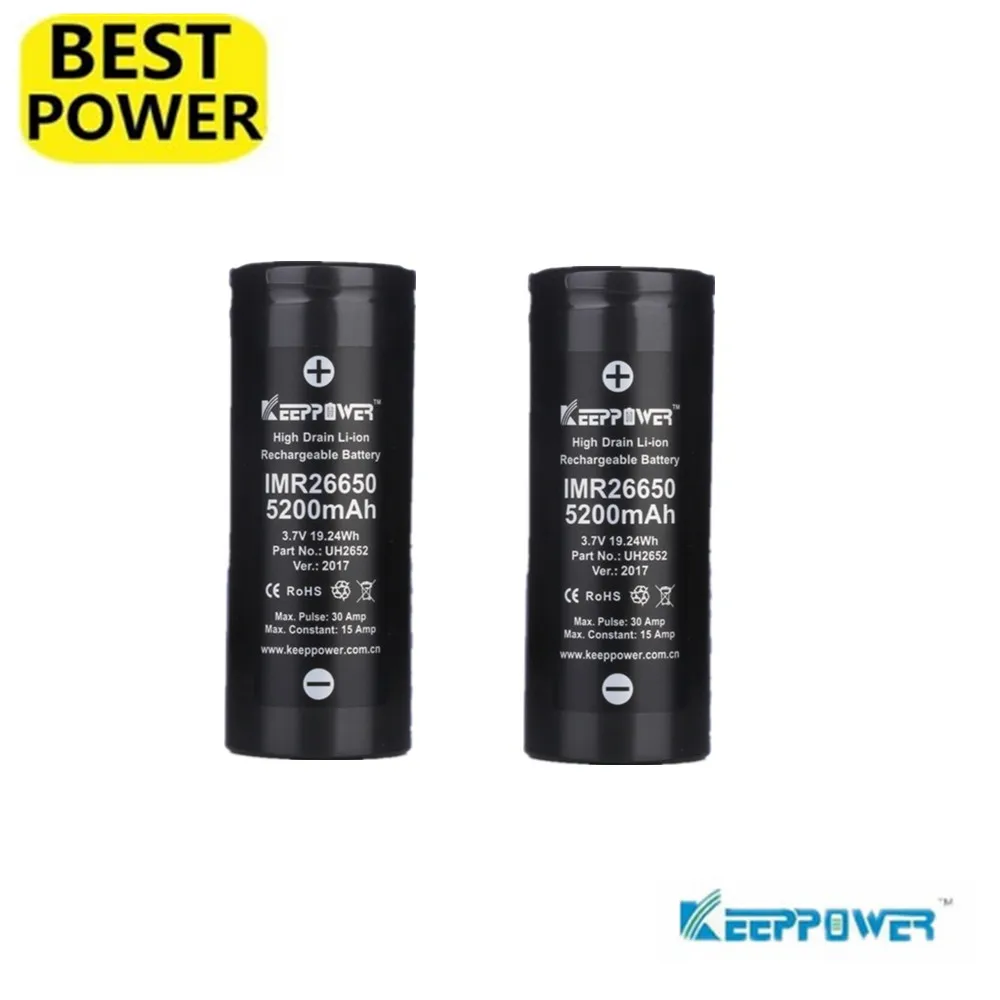 2 Pcs Keeppower 26650 maximum 30A discharge 3.7V 5200mAh or 5500mah IMR rechargeable lithium battery | Электроника