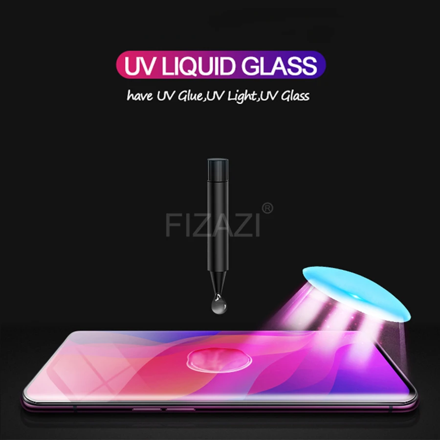 УФ жидкое 3D изогнутое закаленное стекло с полным клеем для Samsung Galaxy S8 S9 S10 Plus Note 8 9