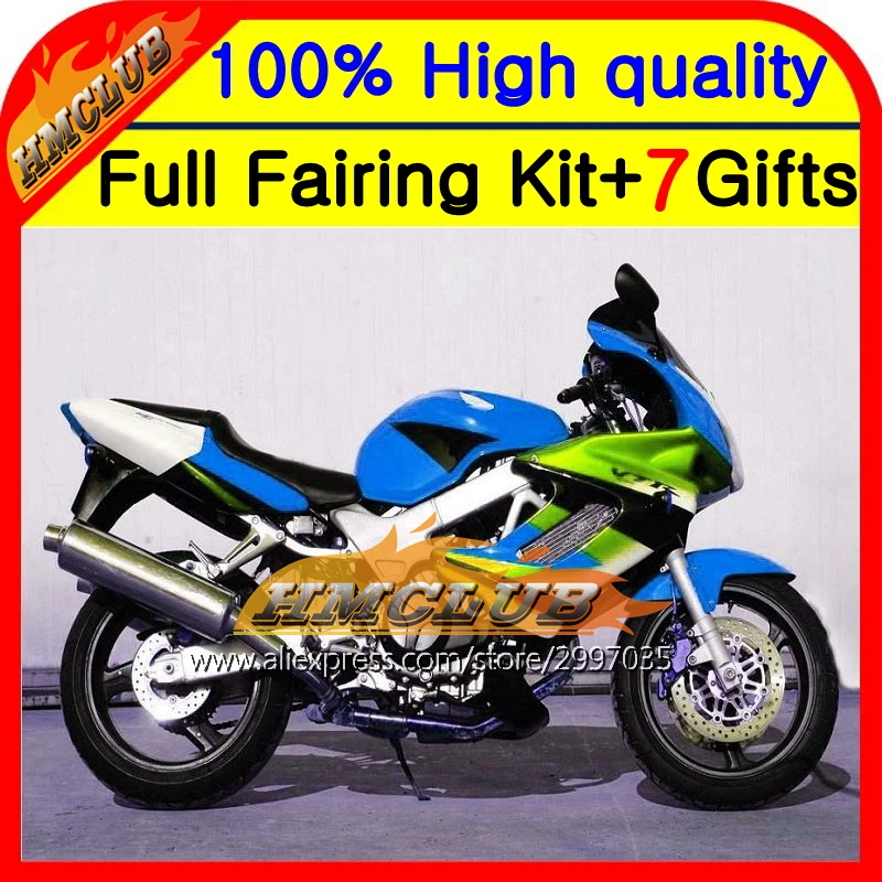 Корпус синий зеленый + для HONDA 97 05 VTR1000F SuperHawk 44HM72 VTR 1000F 1000 F 98 99 00 01 02 03 04 обтекатель