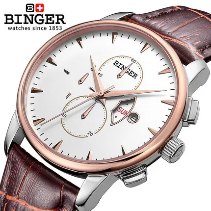 Новый Бингер мужчины полный стали смотреть моды кварцевые кожа спортивные часы