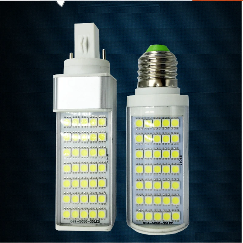 12W 60PCS 5050 LED E27/G24 12 V/24 V/36 V 85-265Vac led лампа кукурузы 100LM/W 164mm горизонтальная для стола