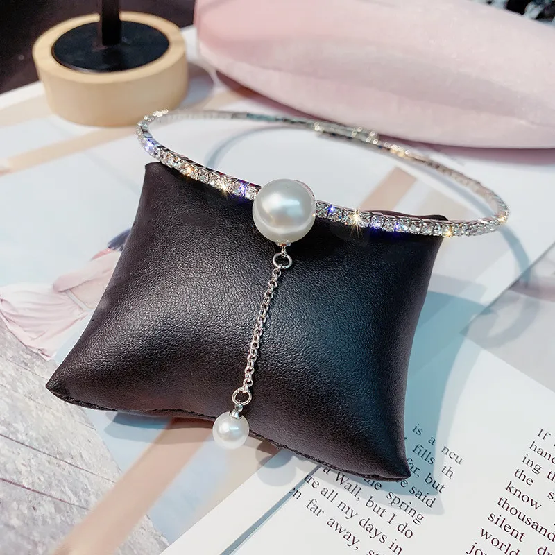 FYUAN колье из искусственного жемчуга ожерелья для женщин Bijoux серебряный цвет стразы Torques ожерелья массивные ювелирные изделия вечерние подарки