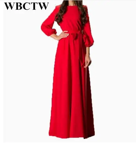 WBCTW большого размера 2018 весна лето женское длинное шифоновое платье три четверти
