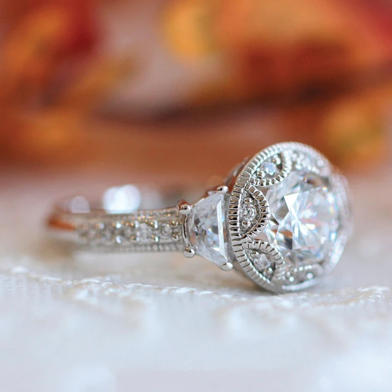 Креативные обручальные женские Кольца инкрустация цирконием Винтажные белые