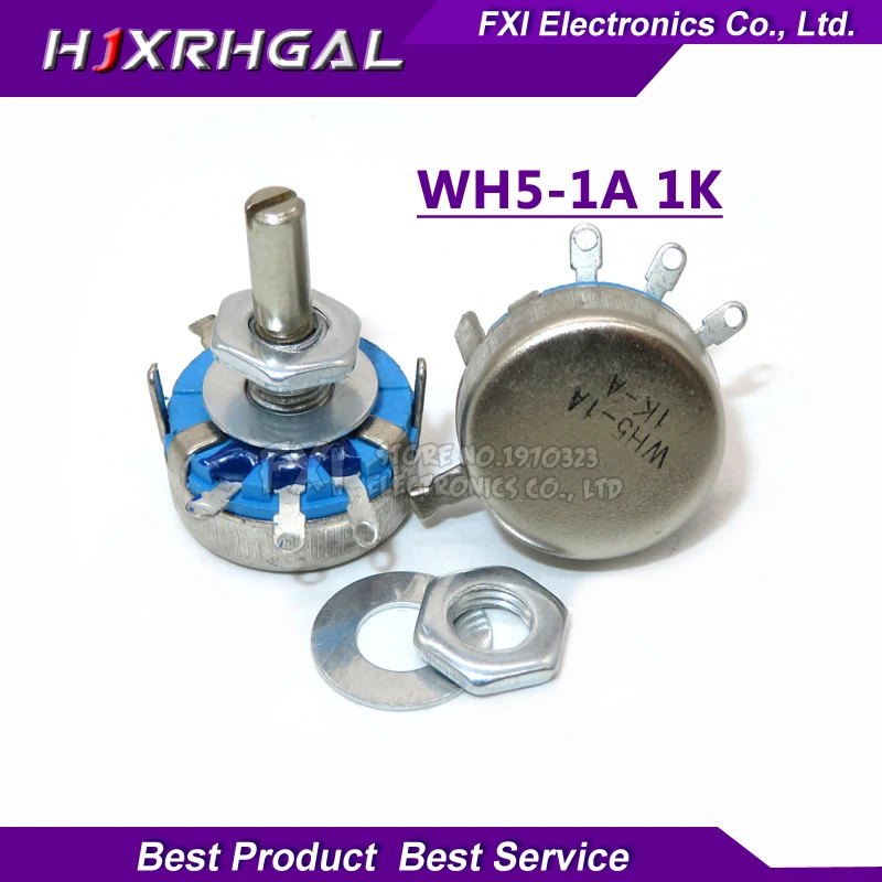

2pcs WH5-1A 1k ohm 3-Terminals Round Shaft Rotary Taper Carbon Potentiometer