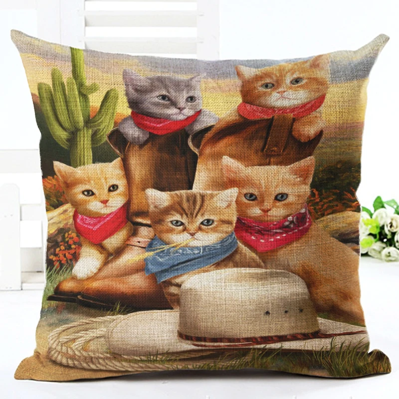 2016 новое поступление западный стиль милая Подушка с животными Almofadas льняная