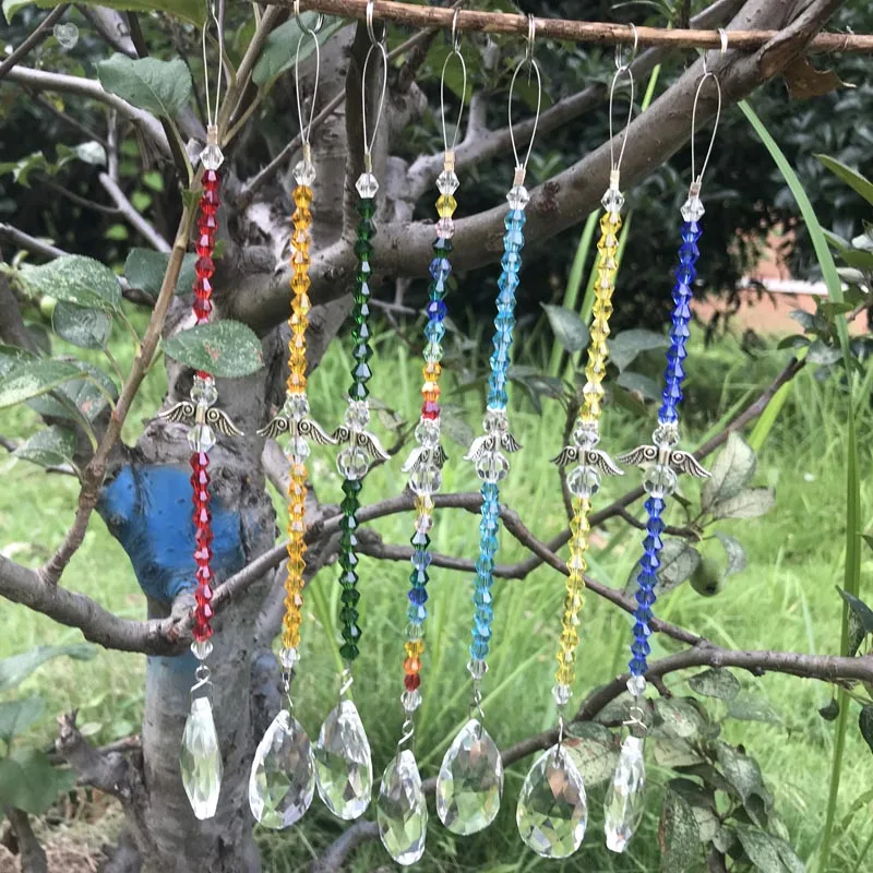 

1 шт. Радужный ручной работы Ловец Солнца хрустальные каплевидные призмы маятниковая Подвеска искусственная кожа