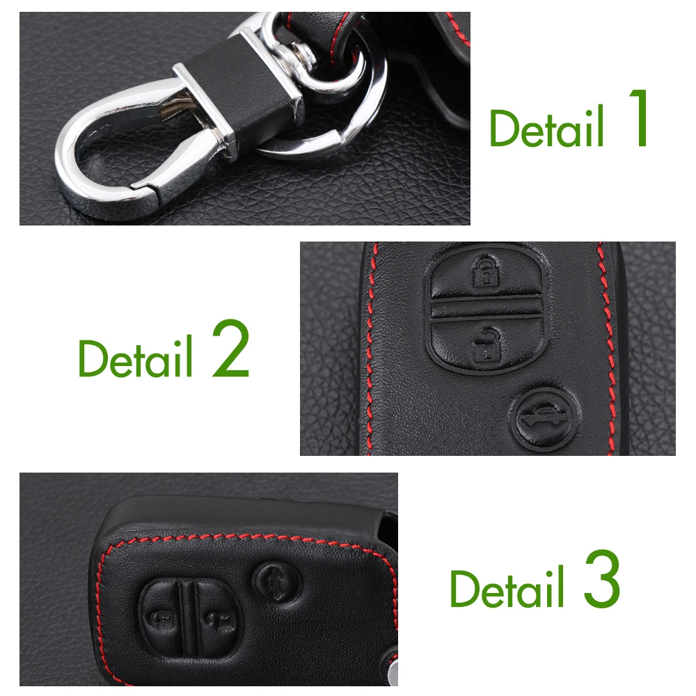 Кожаный 3 кнопочный Автомобильный Брелок дистанционного управления с ключом
