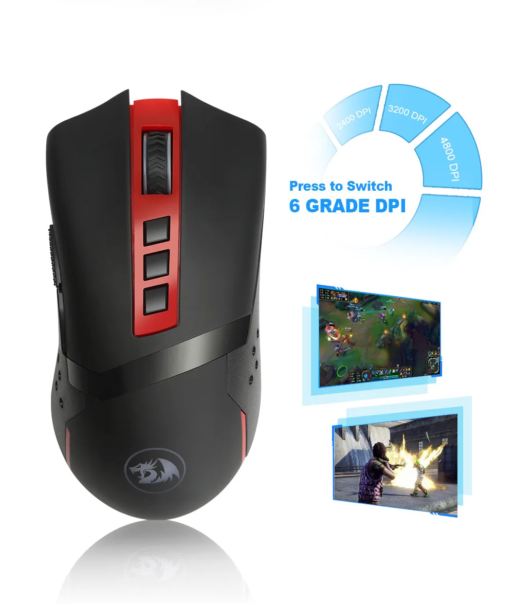Беспроводная игровая мышь Redragon Blade M692 USB 4800 dpi, 9 Кнопок, программируемая эргономичная мышь для геймеров overwatch, ПК, компьютера