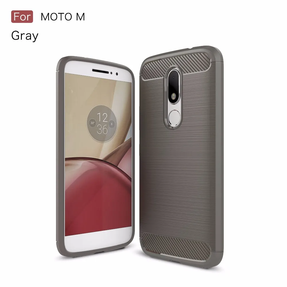 For Motorola Moto M Case Carbon Fiber TPU Brushed Phone Skin Back Cover Protector for XT1662 Capa Coque Funda |