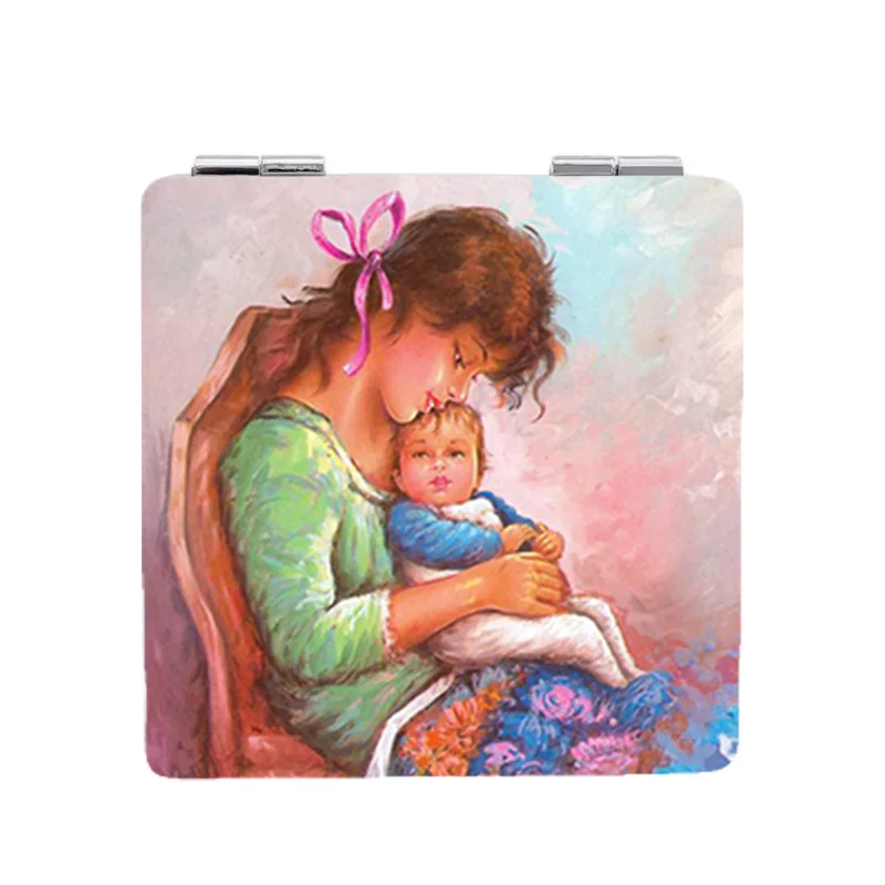 

JWEIJIAO Famous paintings pocket mirror mother and son Double Sides Compact mirror Mini espejo MM228