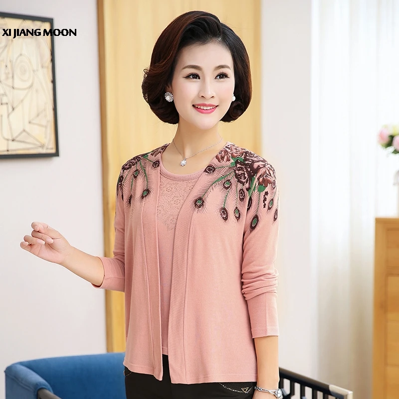 Новинка весна-лето 2018 костюм для женщин среднего возраста кардиган костюмы из