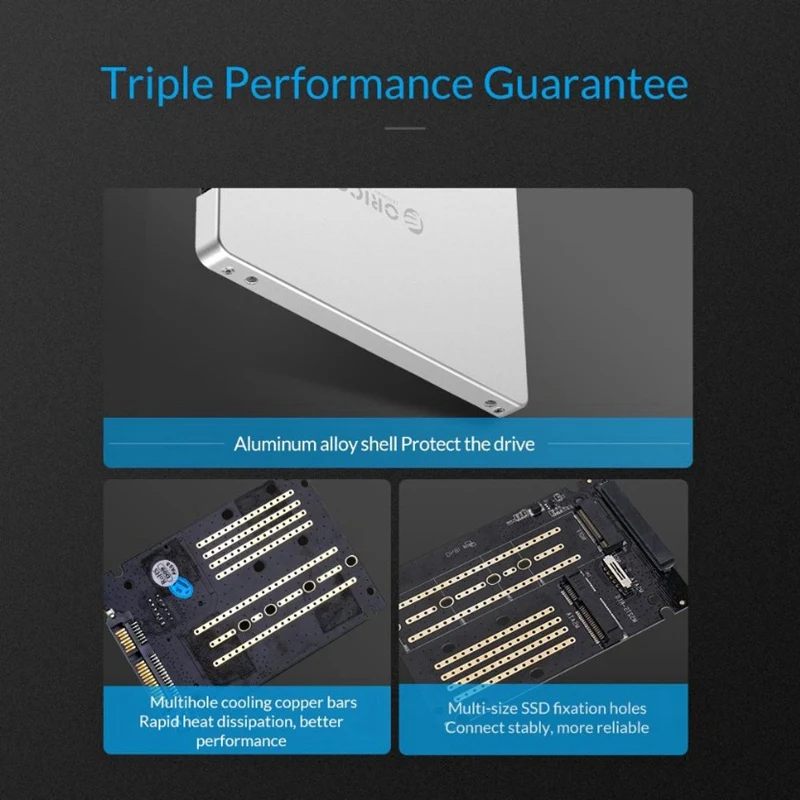 ORICO Ms2Ts Hdd Enclosure M.2 Ngff / Msata For Samsung Ssd Sata 3.0 Adapter High Speed 6 Gbps Silver Alu | Электроника