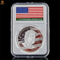 american celebrity souvenir coin us 45th president donald trump silver plated token challenge coin collection wpccb holder