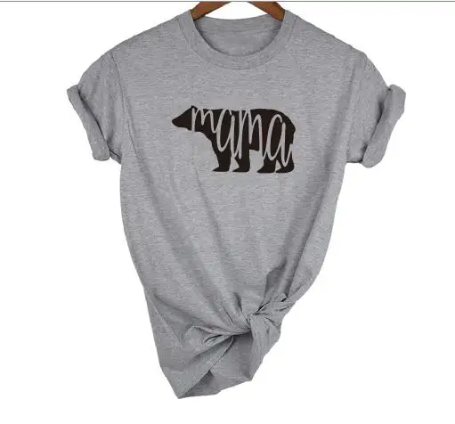 gray t black MAMA OKOUFEN Papa и I Love детские медведя и надписью «Mama»; футболка с Семья одежда для мамы, папы и буквенным принтом Для женщин Топ короткий рукав Футболка размера плюс Прямая поставка - Цвет: gray t black MAMA