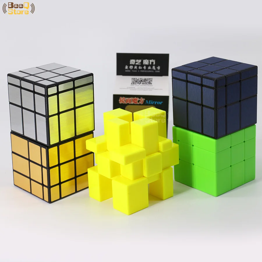 Qiyi 3x3 зеркальный куб, магический куб, золотой, серебряный, матовый, зеленый, желтый, зеркальный, без наклеек, куб 3x3x3 для детей, обучающая игрушка, подарок