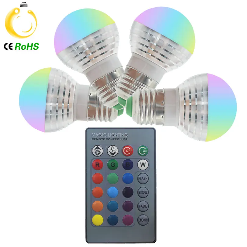 E27 E14 GU10 светодиодный RGB лампа AC110V 220 В 5 Вт прожектор затемнения волшебный праздник