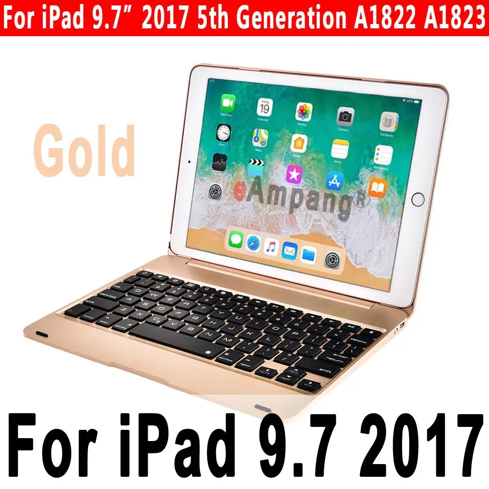 Gold for 9.7 2017 Топ Флип-клавиатура для Apple iPad 9,7 5-го 6-го поколения Bluetooth клавиатура чехол для iPad Air 1 2 5 6 Pro 9,7 чехол - Цвет: Gold for 9.7 2017