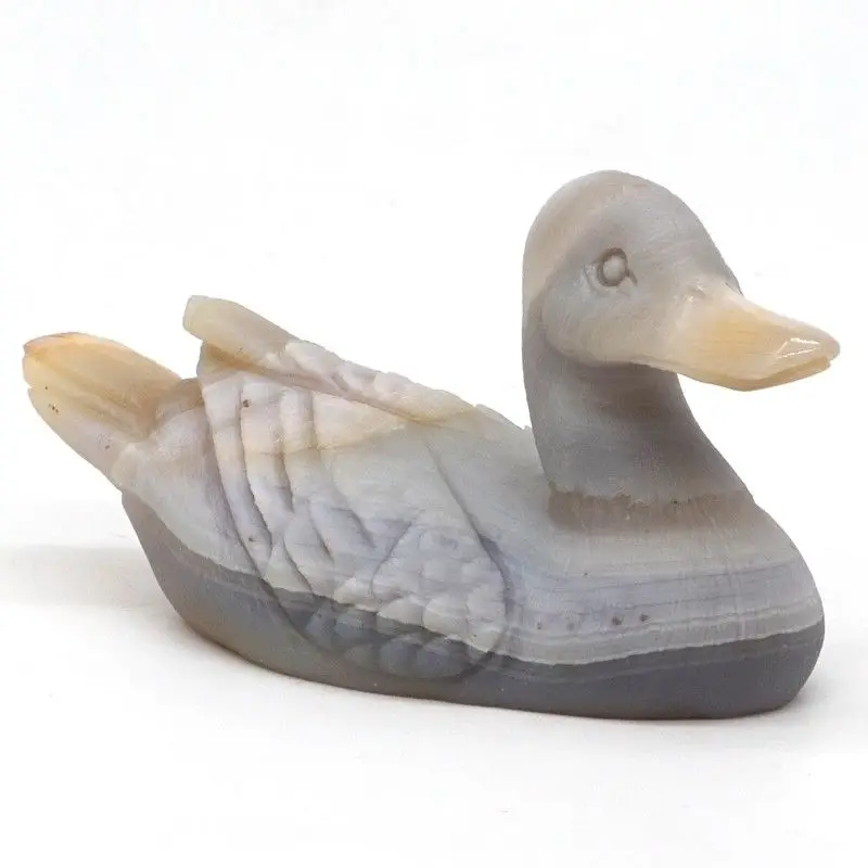 

Duck Statue Natural Gemstone Amethyst Geode Agate Carved Figurine Decor4.13"