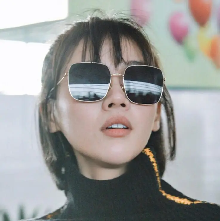 Korean Fashion Square Clear Glasses Women New Oversized Eyewear Spectacle Frames Transparent Oculos Eyeglasses Fake Glasses - Цвет оправы: C9 Sliver Black