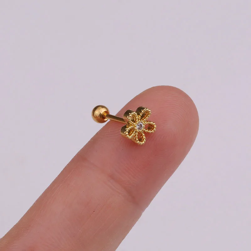 B-5 Imixlot New Design Cz Curved Bar Cartilage Earring Conch Piercing Helix Stud Ear Piercing Jewelry - Окраска металла: B-5