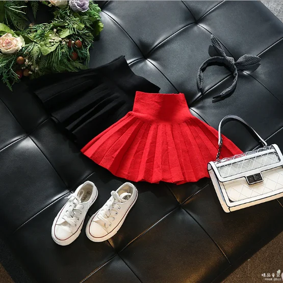 Короткая юбка для девочек 2017 Осенняя новая хлопковая облегающая плиссированная