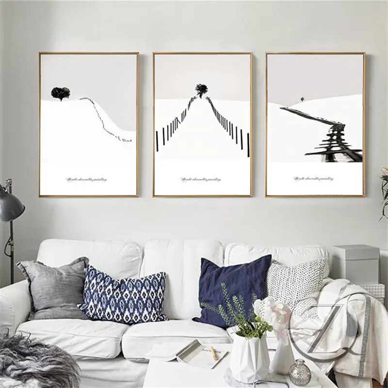 Скандинавский принт снежной сцены домашний декор скандинавский Картина на