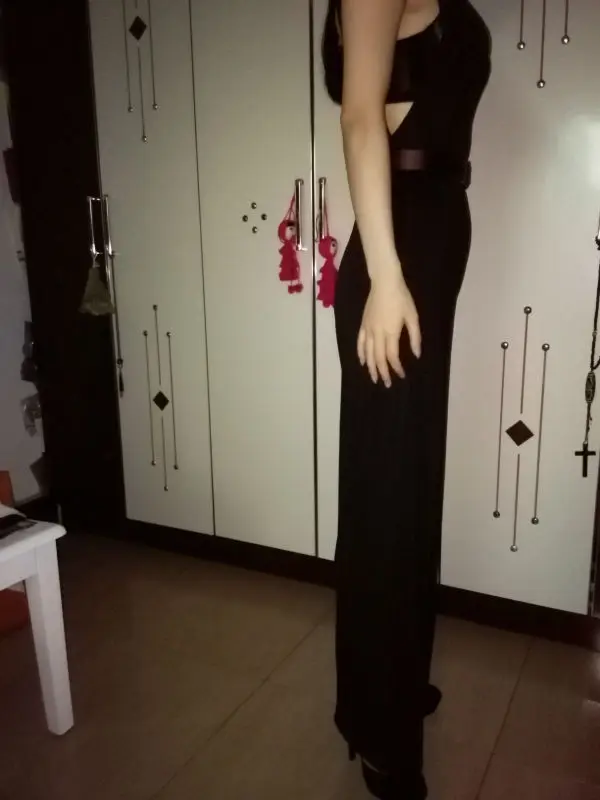 

FREE SHIPPING Le Palais Vintage elegant and sexy black side exposed slim Halter Jumpsuit