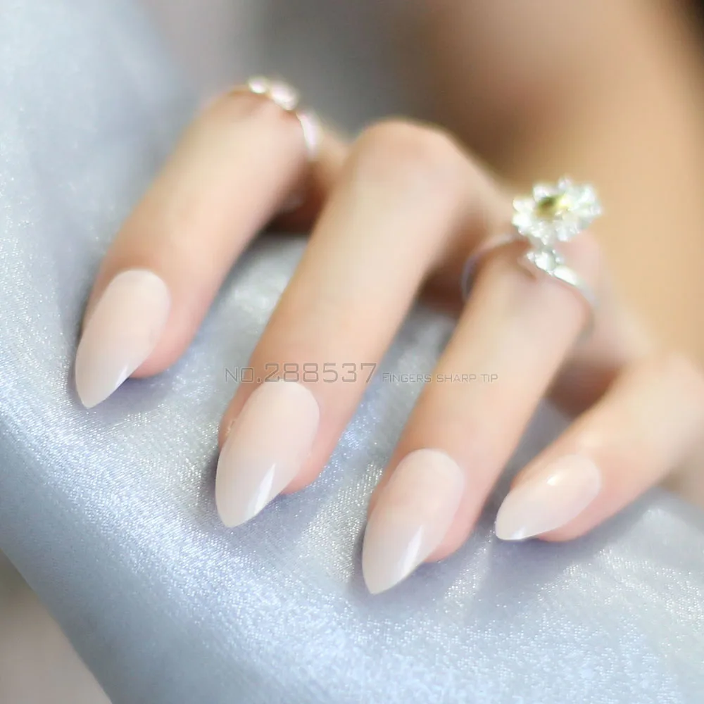 Накладные ногти телесного цвета прозрачные натуральные желтые 24 шт. полное