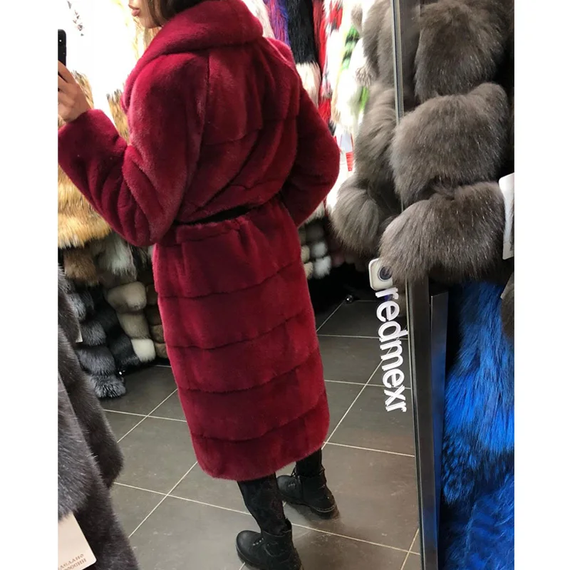 FURSARCAR 2020 новые норковые меховые Роскошные красные зимние пальто с отложным
