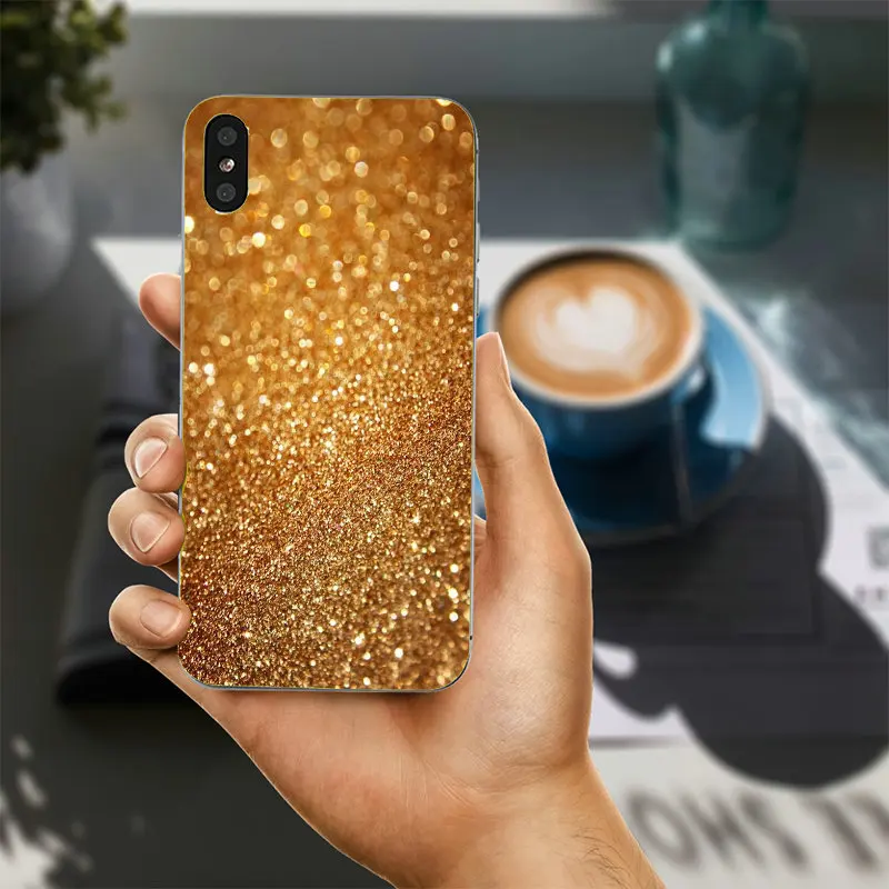 Горячая Искра Блеск золота Bling Мягкий ТПУ Силиконовые случаи мобильного телефона