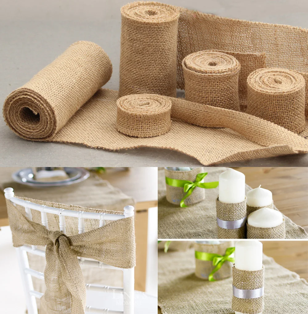Абрикосового цвета 2 м/рулон Natura джутовая Мешковина Hessian лента в рулоне на Возраст