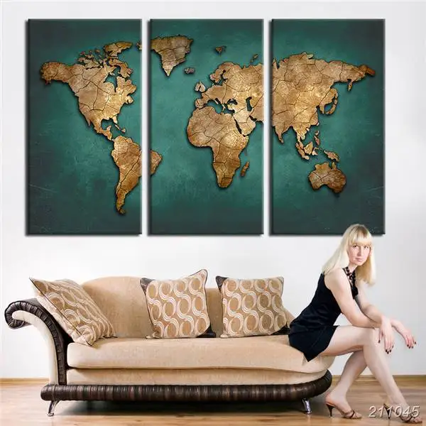 Карта мира холст настенная живопись Домашний декор Винтаж большой печати