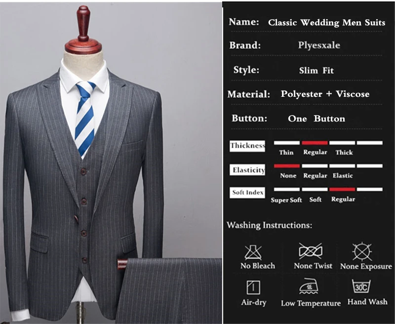 Plyesxale Бизнес раздели костюмы Для мужчин Slim Fit Для мужчин; 3 предмета Нарядные Костюмы для свадьбы черный темно-синий, серый строгий костюм Человек Q167