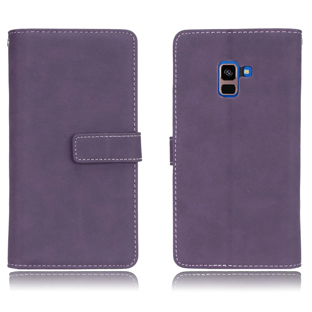 Винтаж матовая кожа бумажник противоударный чехол для samsung Galaxy A8 2018 Kickstand 9 Слот