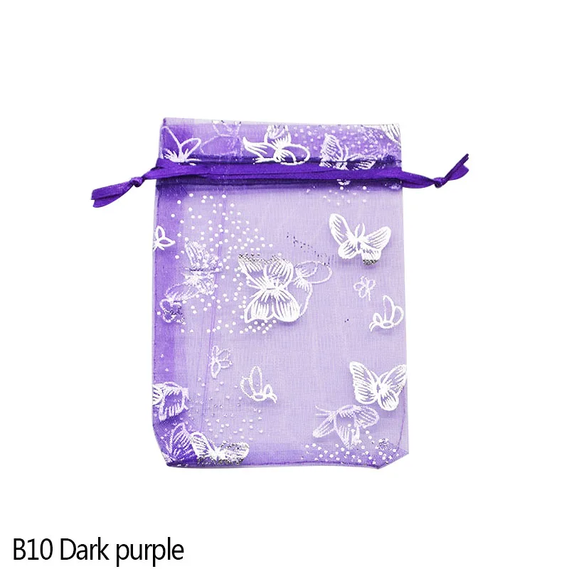 B10 Dark purple 20 P 7x9 9x12 11x16 13x18 15x20 см Drawable Ювелирная упаковка из органзы сумки Свадебная вечеринка украшения сувениры подарок конфеты сумки Мешочки - Цвет: B10 Dark purple