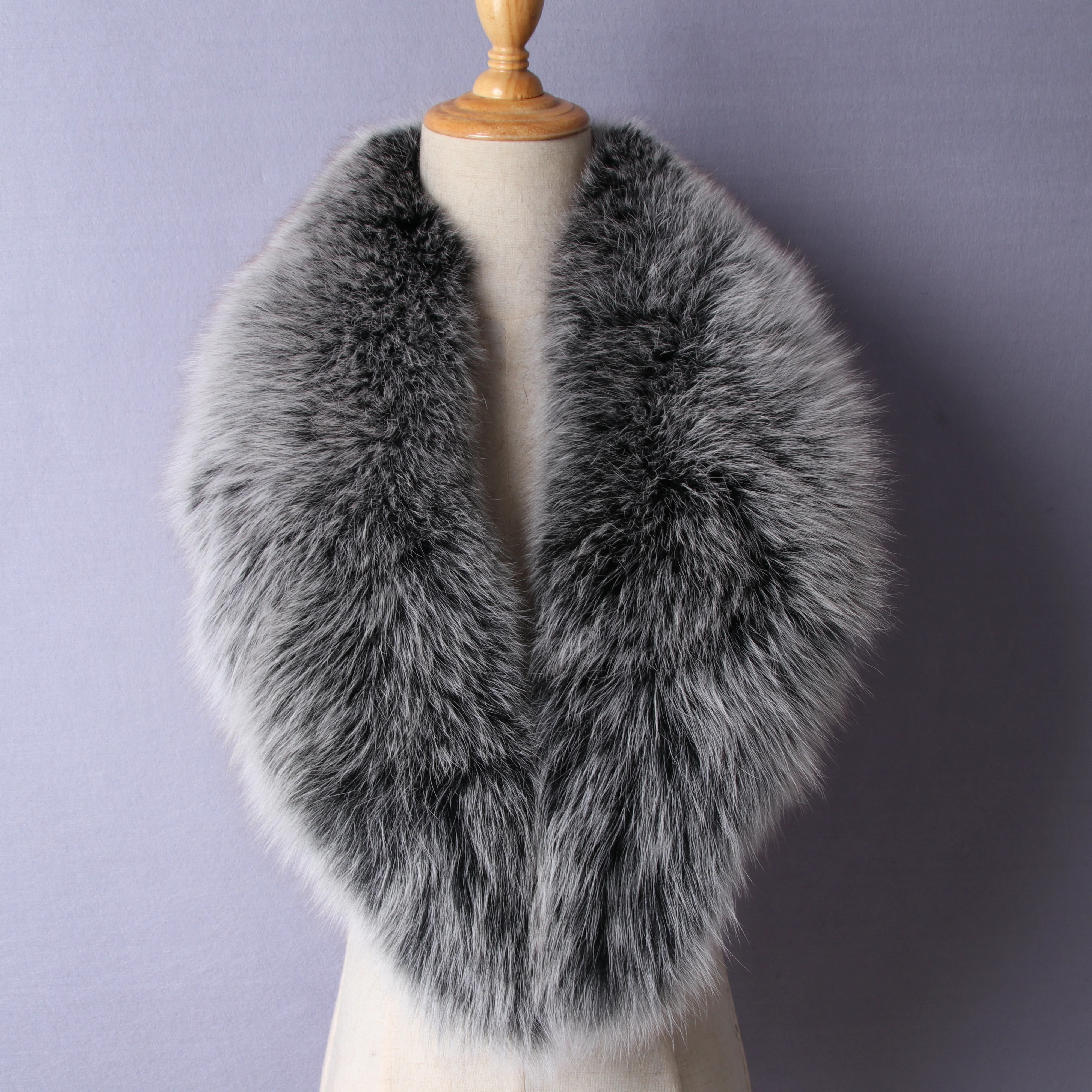 ZDFURS * Горячая Распродажа супер большой черный меха лисы воротник для шерстяная