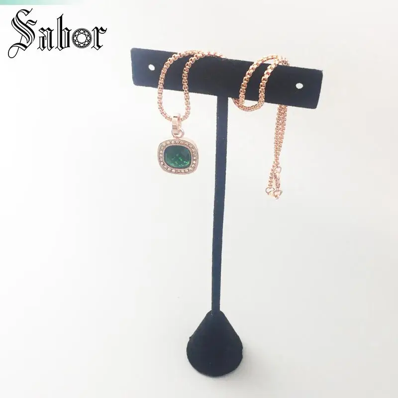 Кулон из розового золота с зеленым камнем серебряный цвет для женщин модный