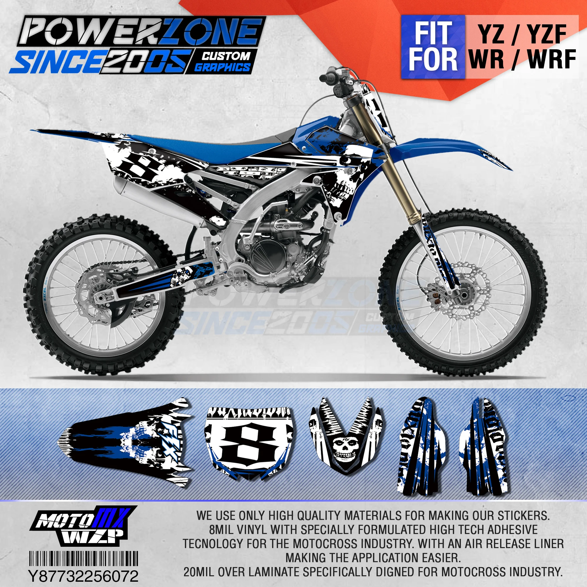 

PowerZone Customized Team Graphics Backgrounds Decals 3M Custom Stickers For YAMAHA YZF250FX 14-18 YFZ 19 YZF450 14-17 18-19 072