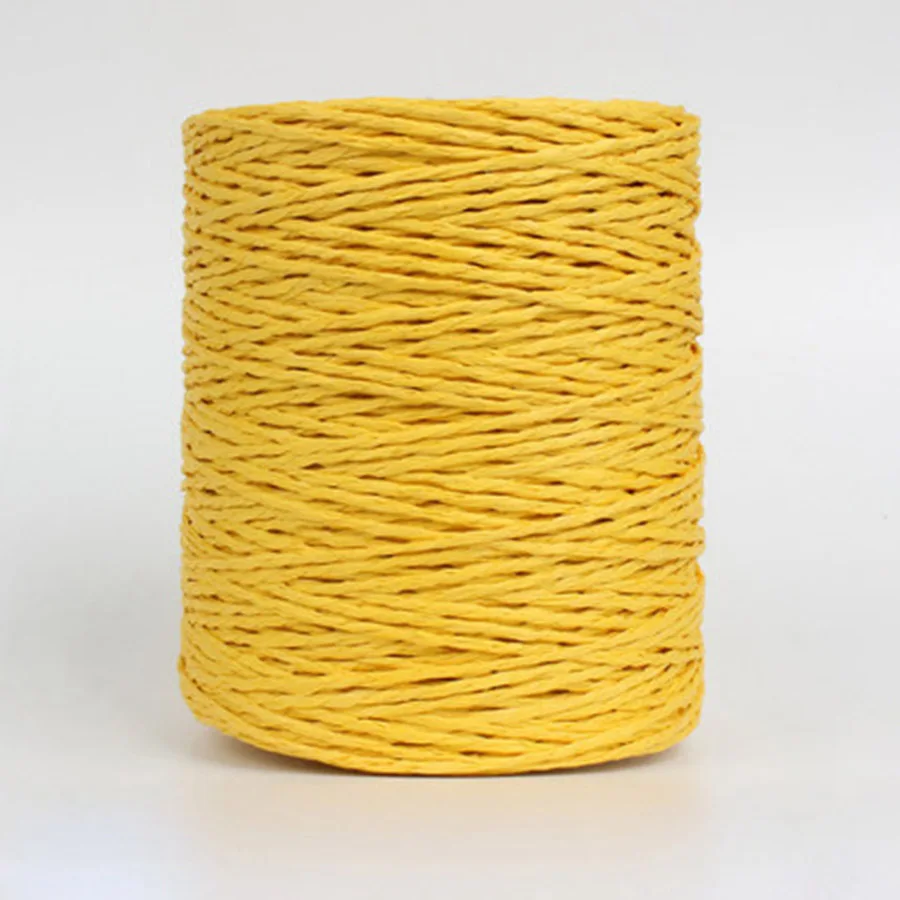gold yellow 500 г рулон соломенной пряжи рафия, пряжа для вязания крючком, летняя соломенная шляпа, сумки, подушки, корзины, материал, ручная пряжа - Цвет: gold yellow
