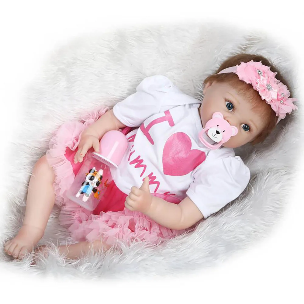 55 см 22 &quotсиликоновые Reborn Baby Doll игрушки с Соска мишкой роскошные аксессуары куклы