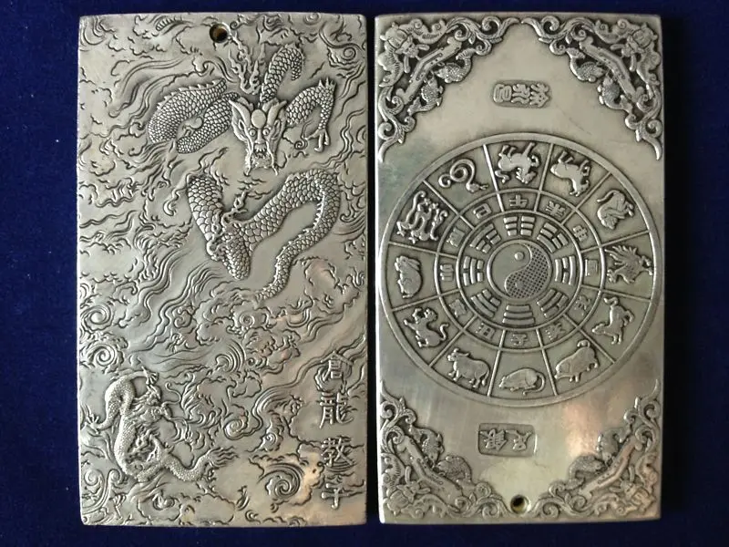 Изысканный старый китайский &quotCang Long Jiao Zi&quot тибетский серебряный Амулет
