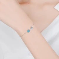 high grade lady silver 925 bracelet jewelry trendy female crystal blue star clouds bracelet for women birthday accessories gift